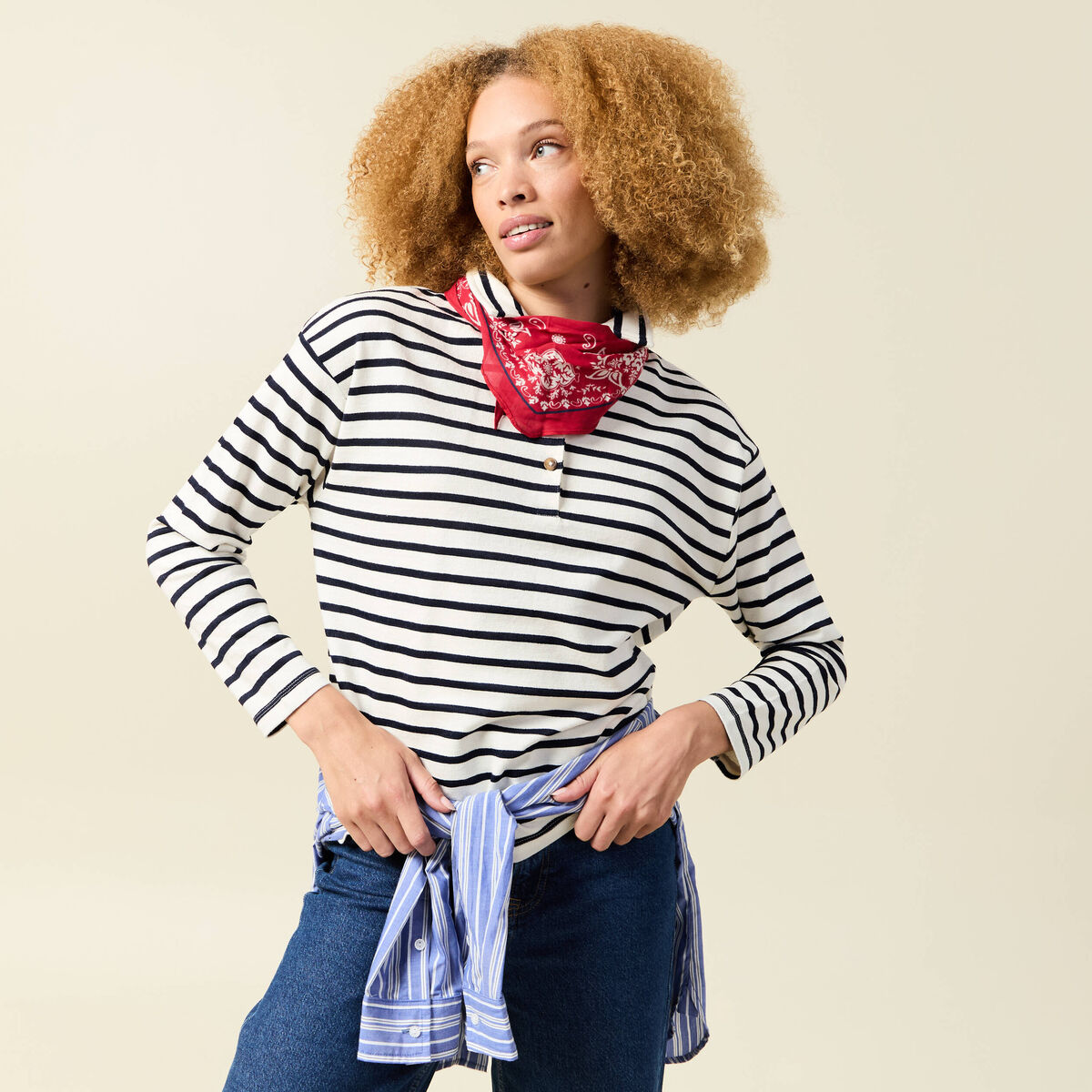 T-shirt manches longues ecru femme