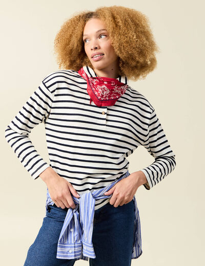 T-shirt manches longues ecru femme