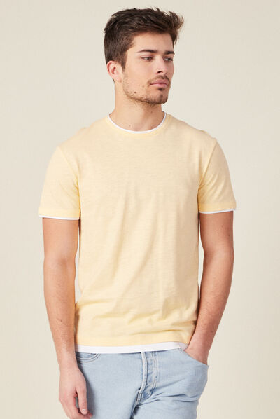T-shirt manches courtes jaune clair homme