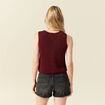 Débardeur tricot noué rose framboise femme