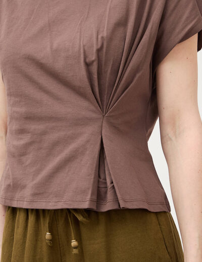 T-shirt manches courtes marron fonc&eacute; femme