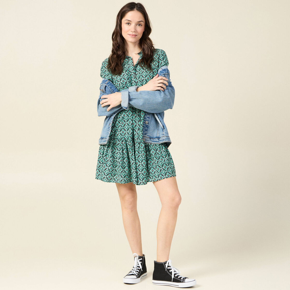 Robe chemise éco-responsable vert femme