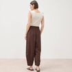 Pantalon loose taille standard marron fonc&eacute; femme