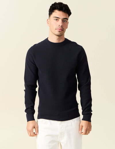 Pull éco-responsable bleu marine homme