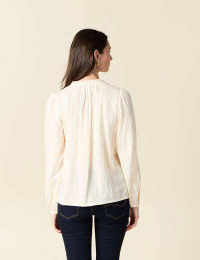 Chemise manches longues creme femme