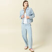 Veste en coton manches longues denim bleach femme