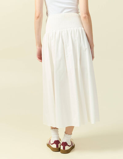 Jupe longue &eacute;vas&eacute;e en coton ecru femme