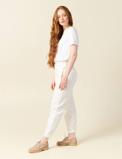 Jeans slouchy taille haute denim blanc femme