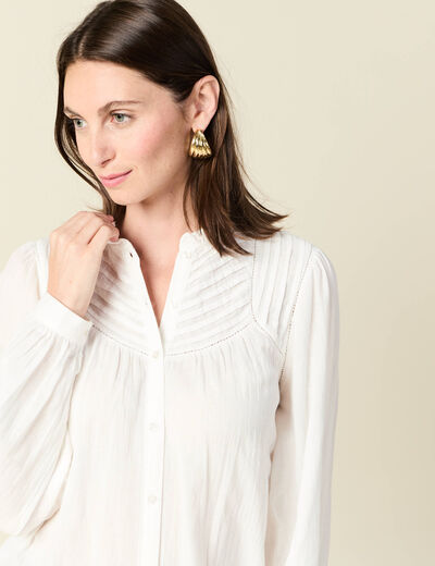 Chemise manches longues ecru femme