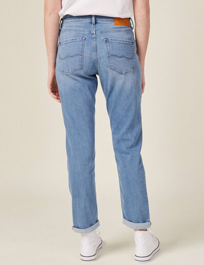 Jeans girlfriend taille haute denim stone femme