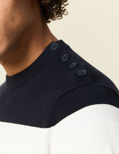 Pull manches longues bleu marine homme