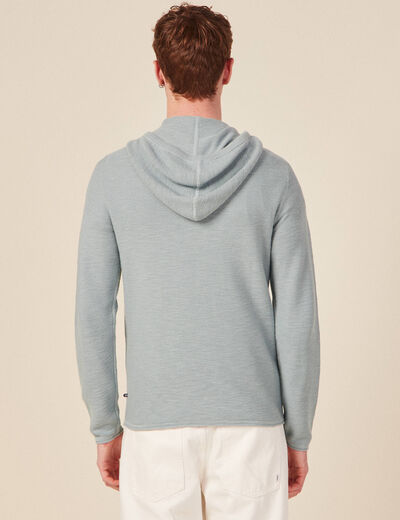 Pull à capuche bleu gris homme