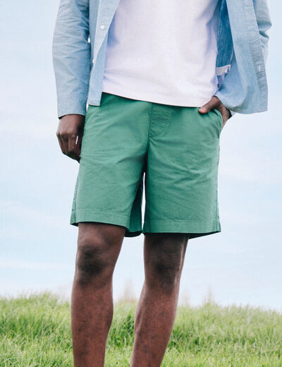 Bermuda en coton vert &eacute;meraude homme