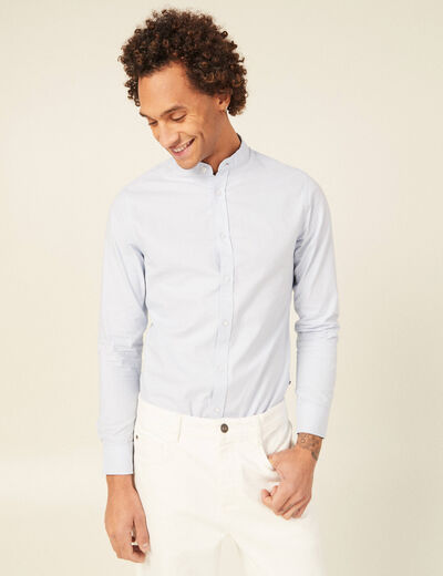 Chemise col mao bleu clair homme