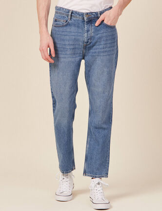 Jeans straight tapered denim used homme