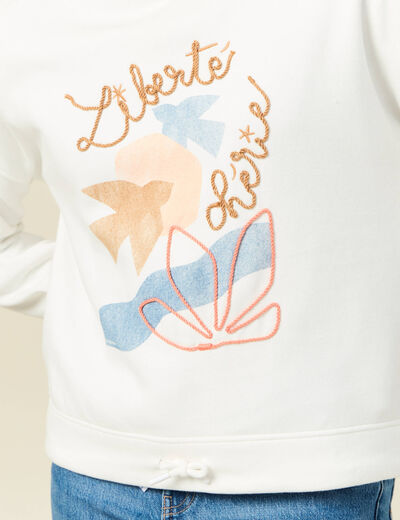 Sweat à capuche ecru femme