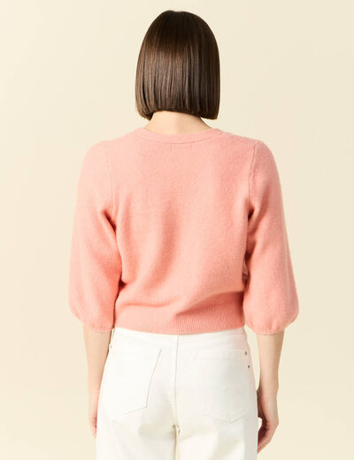 Gilet manches 3/4 rose saumon femme