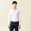 Chemise cintr&eacute;e en coton manches longues blanc homme