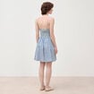 Robe bretelle col c&oelig;ur en coton bleu femme