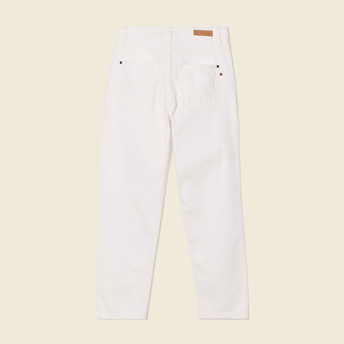 Jeans straight 5 poches denim blanc femme