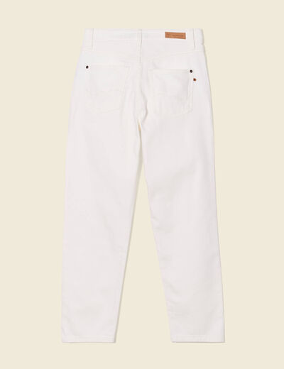 Jeans straight 5 poches denim blanc femme