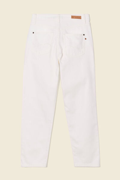 Jeans straight 5 poches denim blanc femme