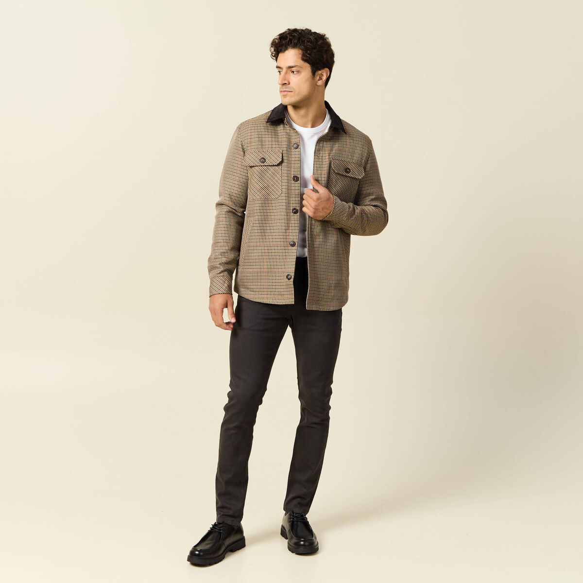 Jeans slim 5 poches marron homme