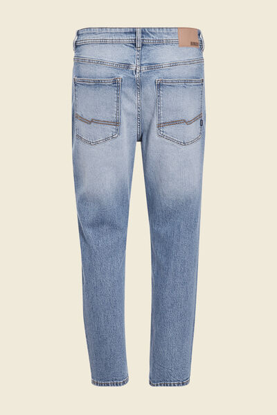 Jeans straight tapered denim stone homme