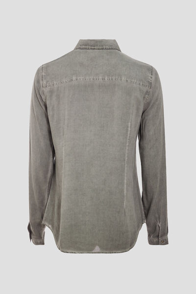 Chemise manches longues vert kaki femme