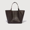 Ensemble cabas tress&eacute; 2 en 1 marron fonc&eacute; femme