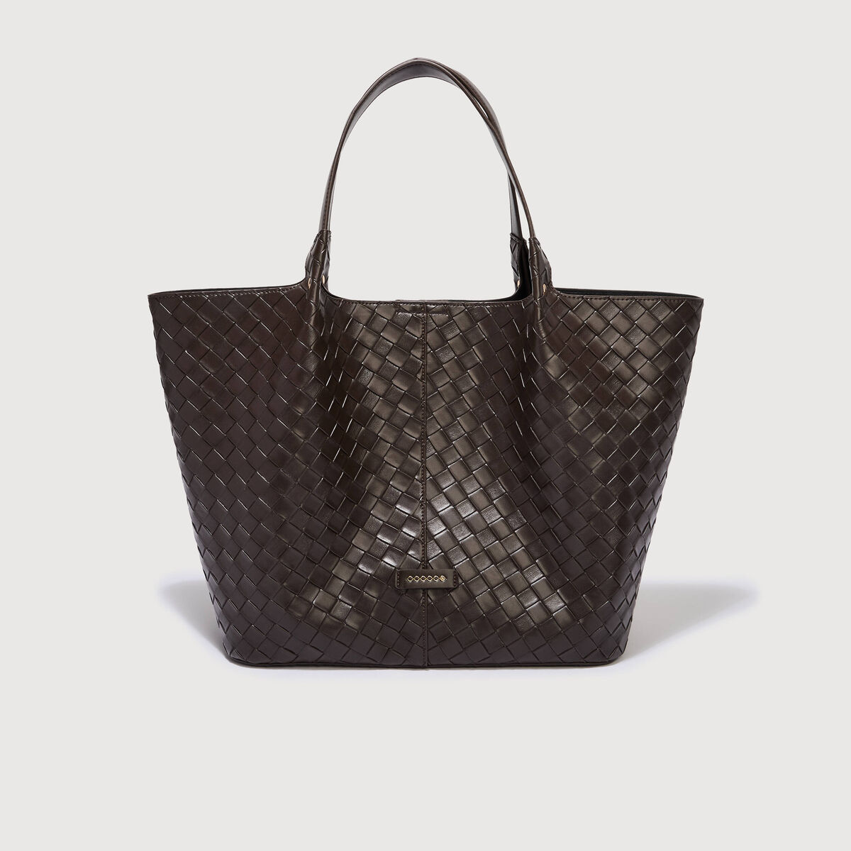 Ensemble cabas tress&eacute; 2 en 1 marron fonc&eacute; femme