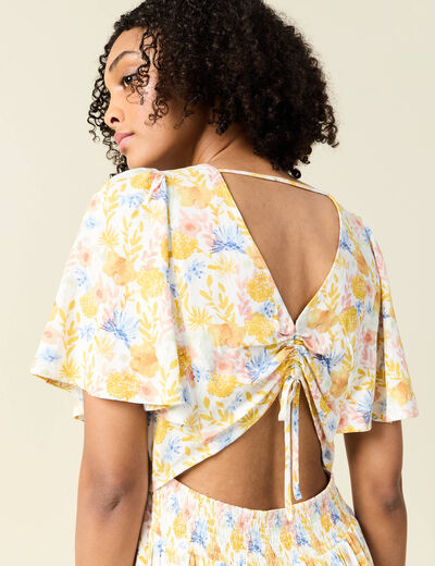 Robe longue évasée multicolore femme
