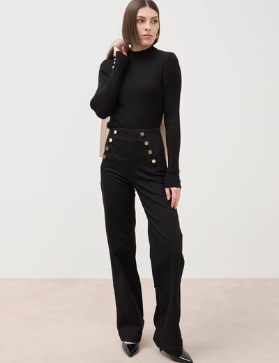 Jeans flare &agrave; pont denim noir femme