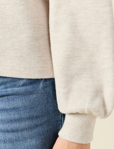 Sweat manches longues oversize creme femme