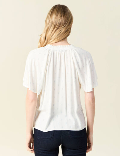 Blouse manches courtes bleu ciel femme