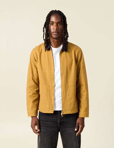 Blouson droit col velours camel homme