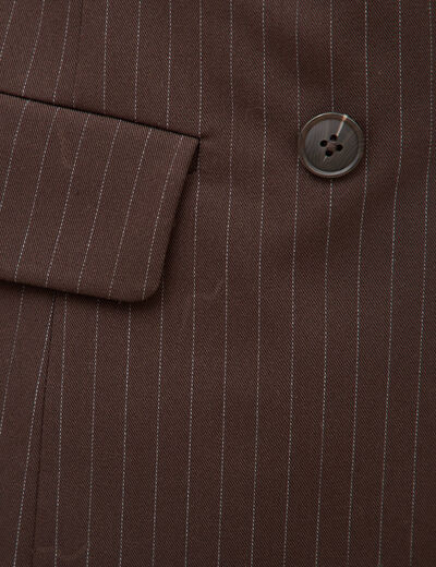 Blazer manches longues col tailleur marron fonc&eacute; femme