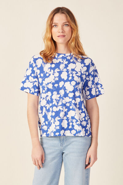 T-shirt manches courtes bleu femme