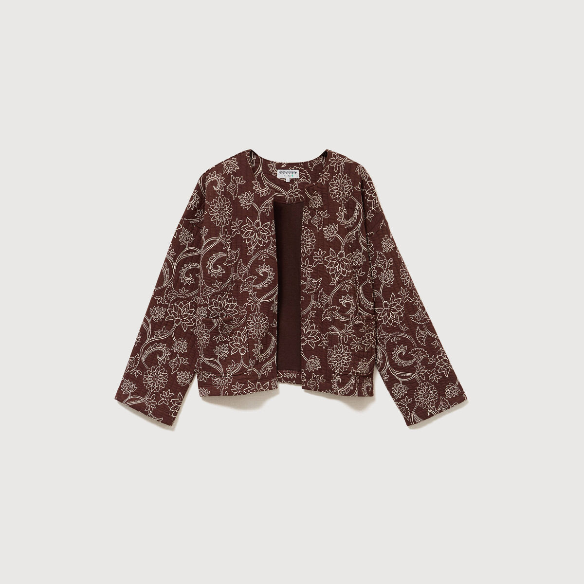 Gilet matelass&eacute; col rond marron femme