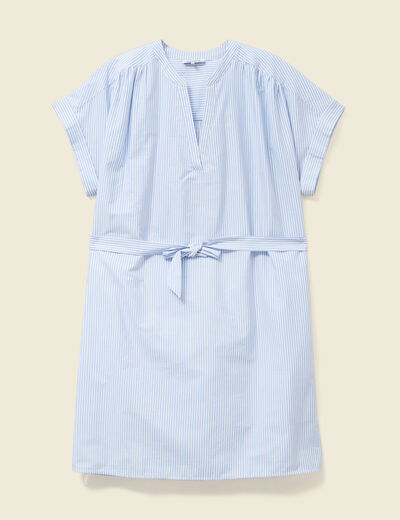 Robe droite ceinturée bleu femme