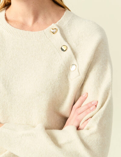 Pull manches longues col rond jaune femme