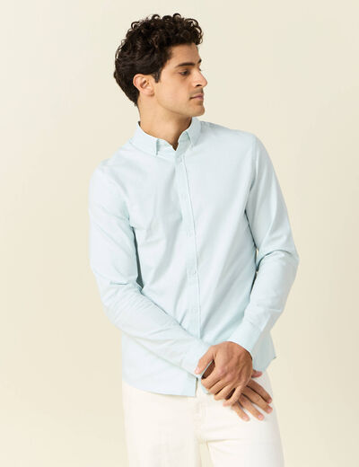 Chemise manches longues bleu gris homme