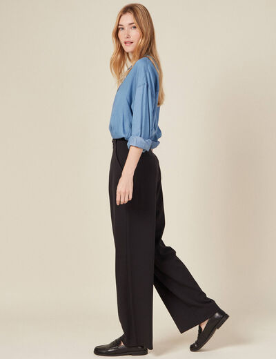 Pantalon large fluide noir femme