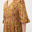 Robe col v manches au coude vert olive femme