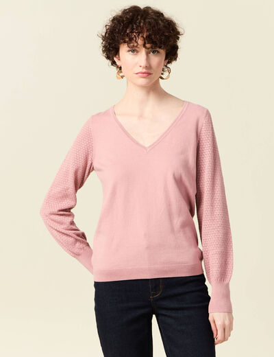 Pull manches longues rose pastel femme