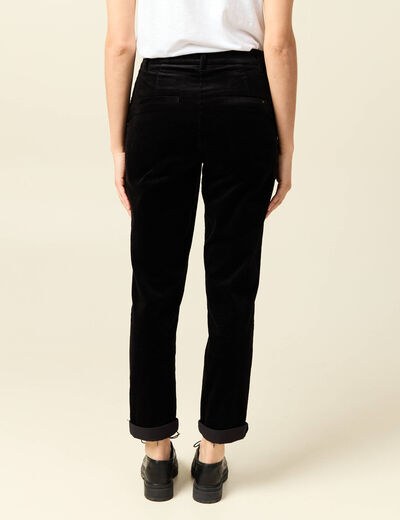 Pantalon large 7/8&egrave;me taille haute noir femme