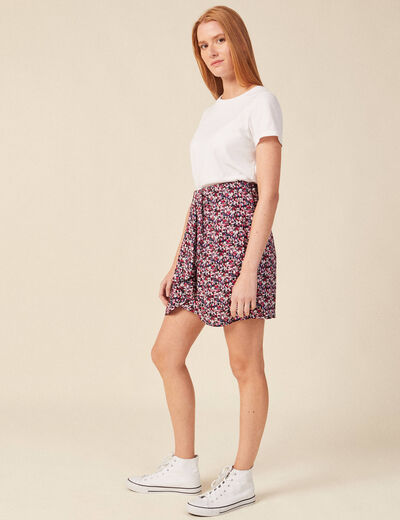 Jupe droite fluide noir femme