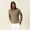Pull manches longues col rond taupe homme