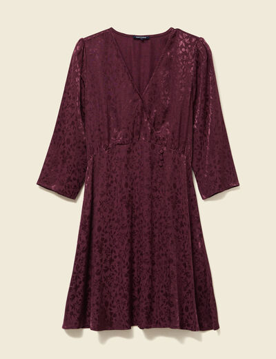 Robe &eacute;vas&eacute;e satin prune femme
