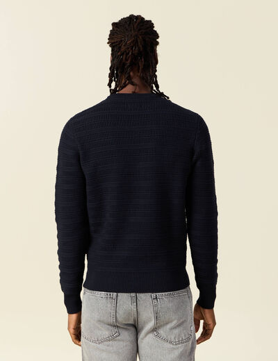 Pull manches longues bleu marine homme